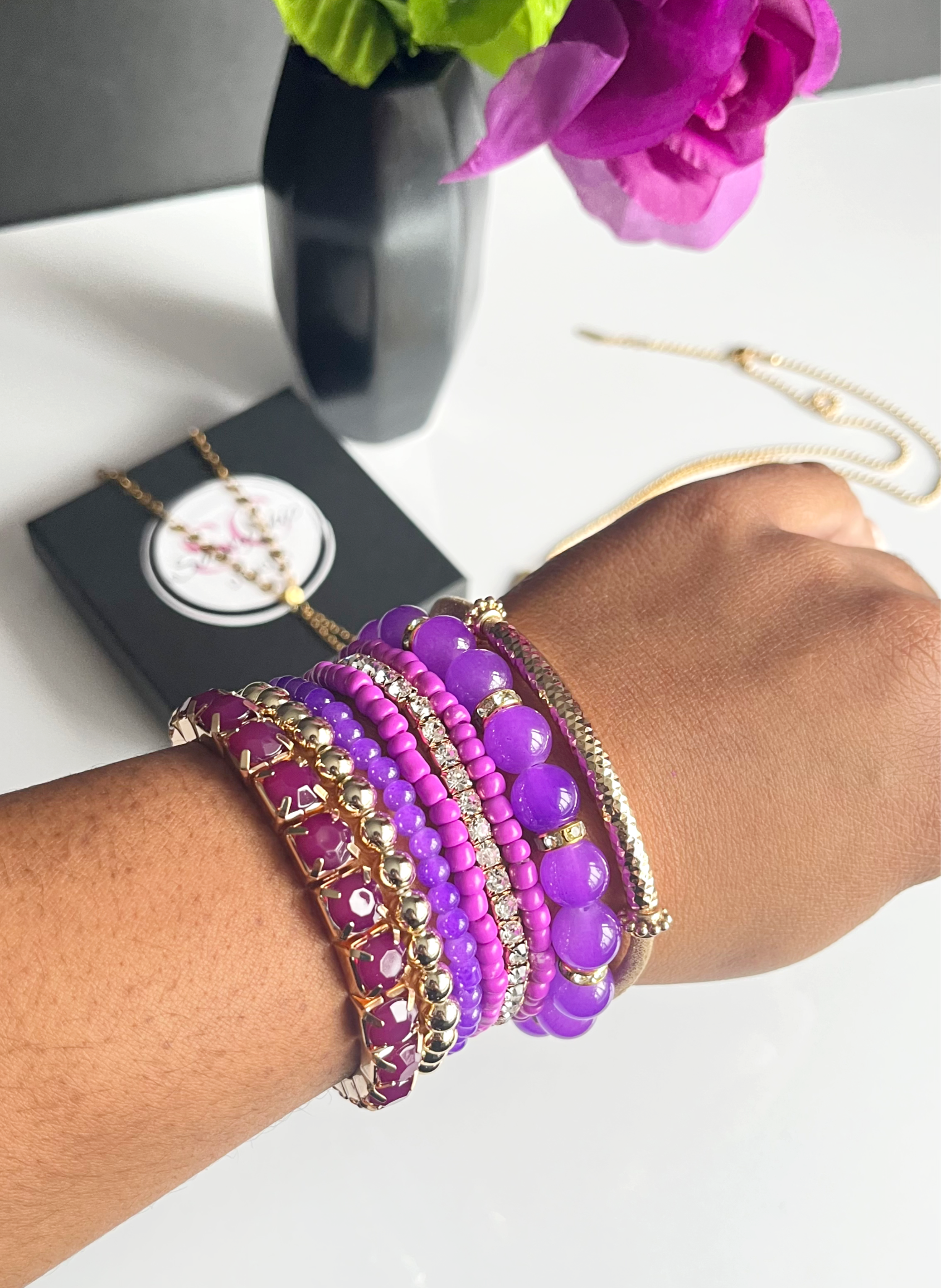 Purple Bracelet Stack