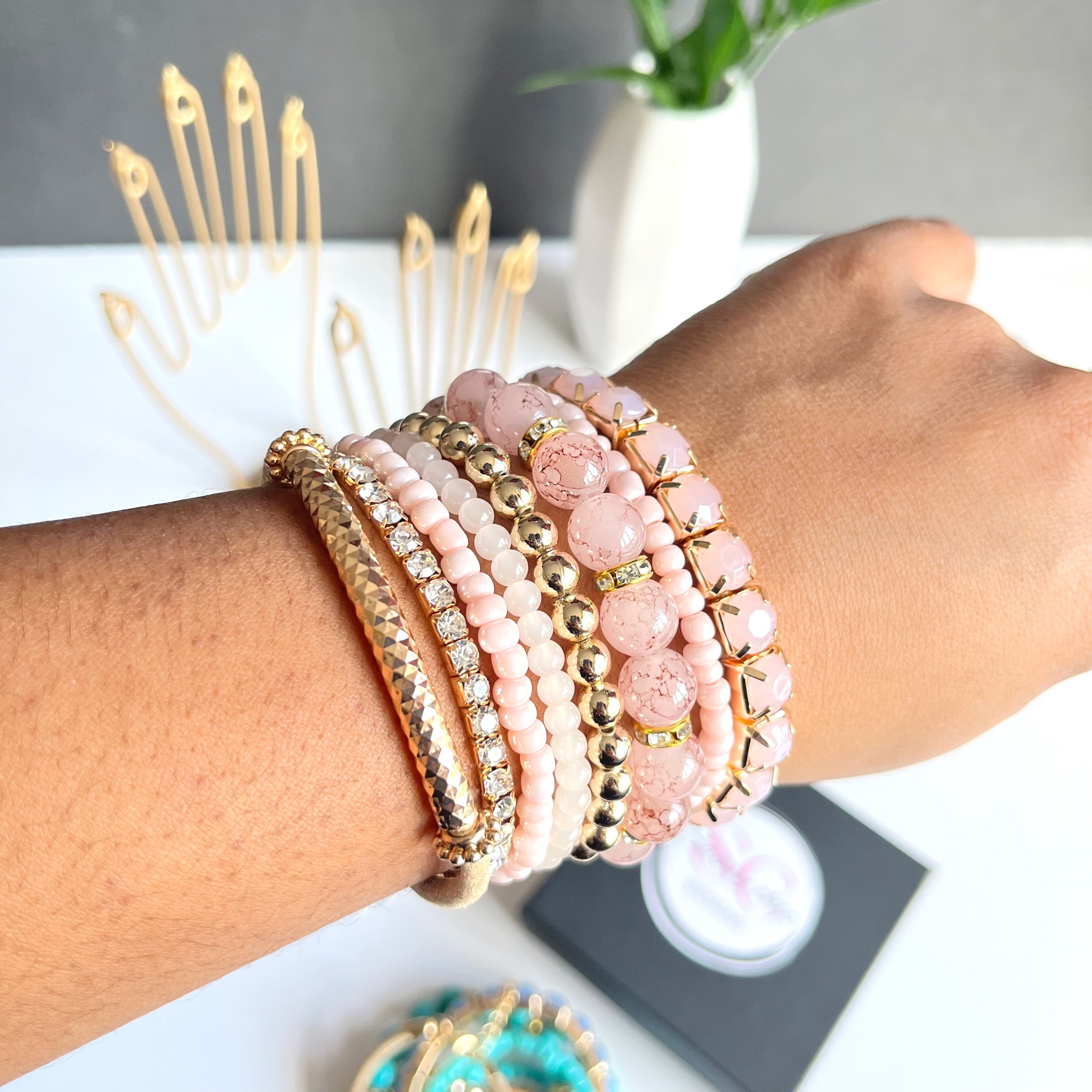 Pink & Gold bracelet Stack