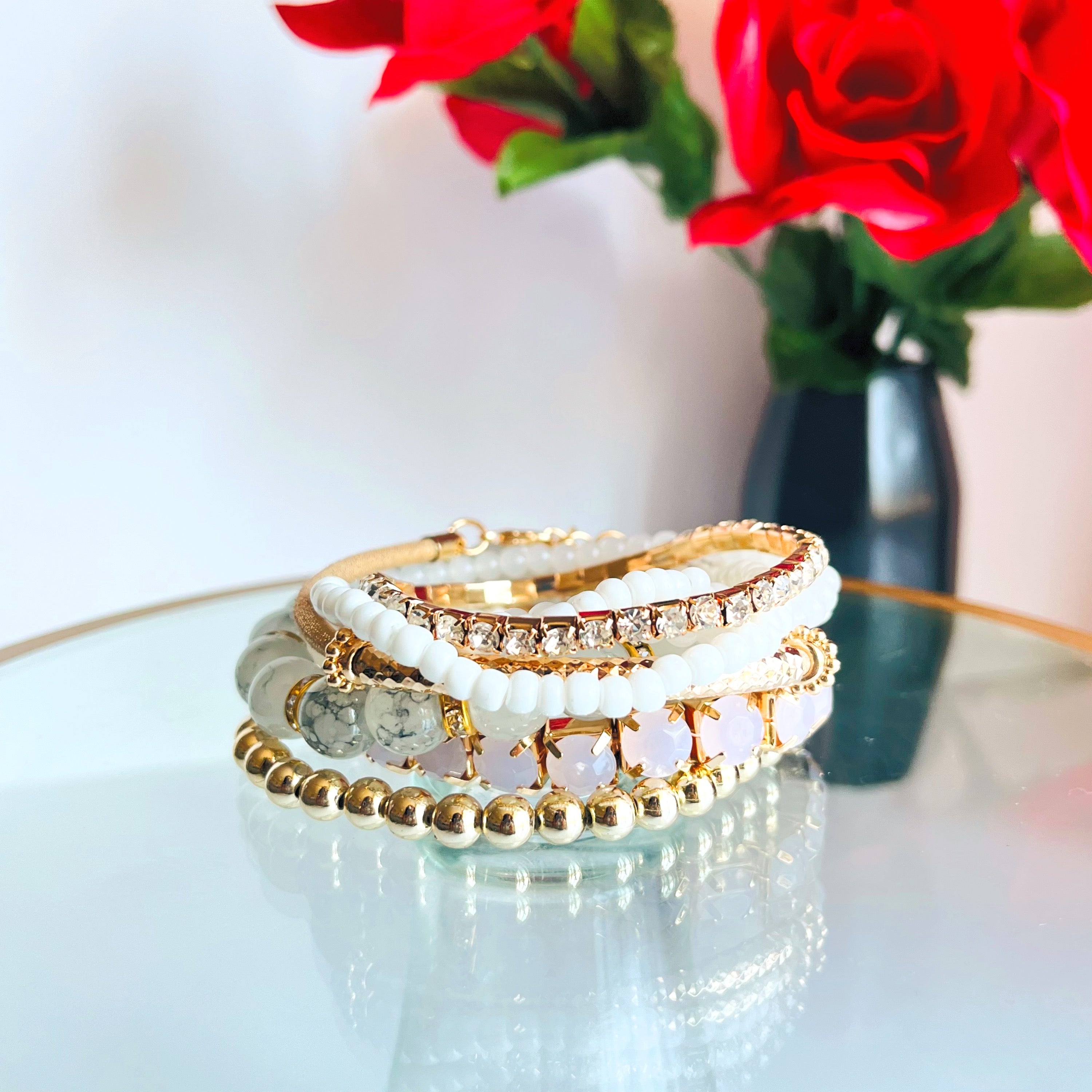 White Bracelet Stack