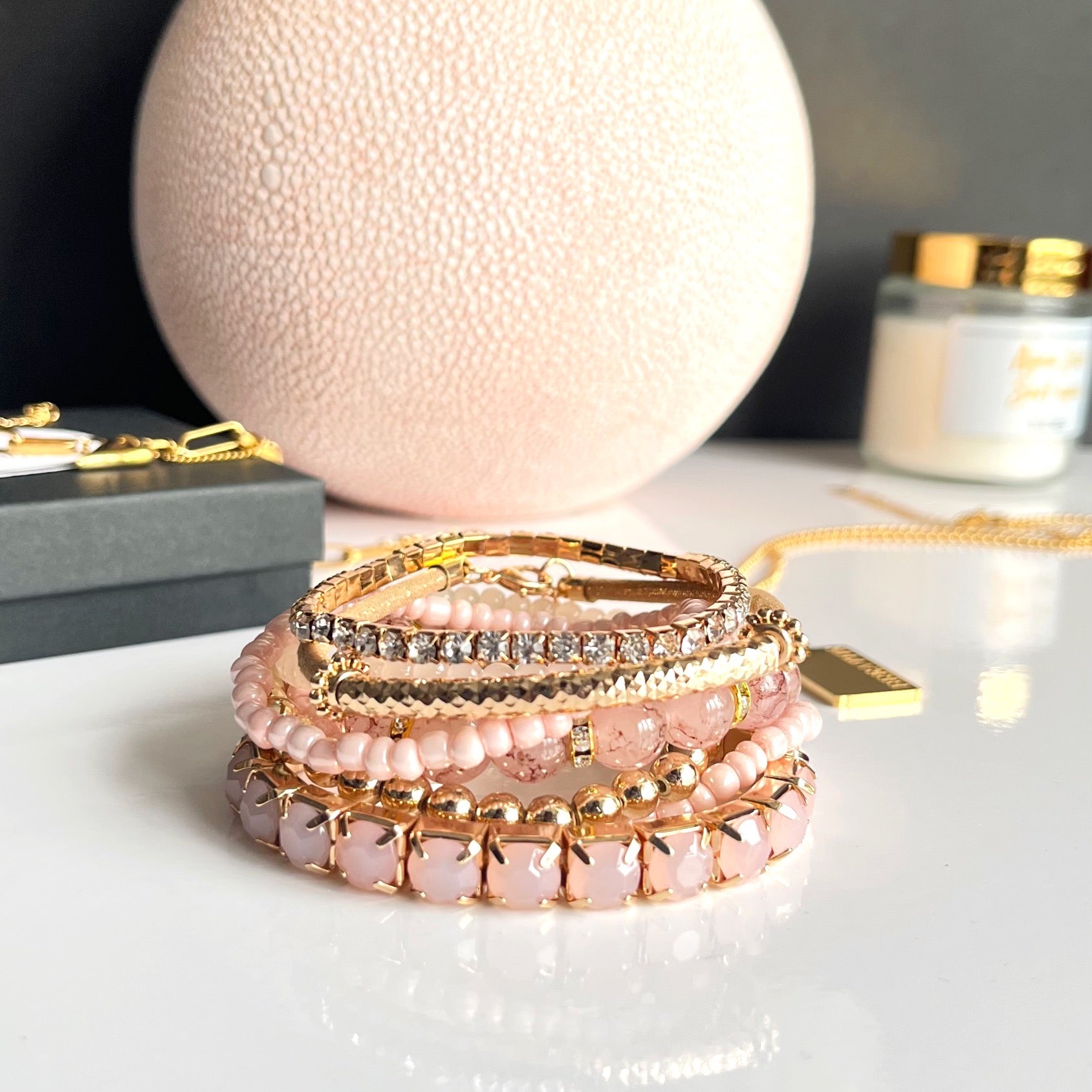 Pink & Gold bracelet Stack