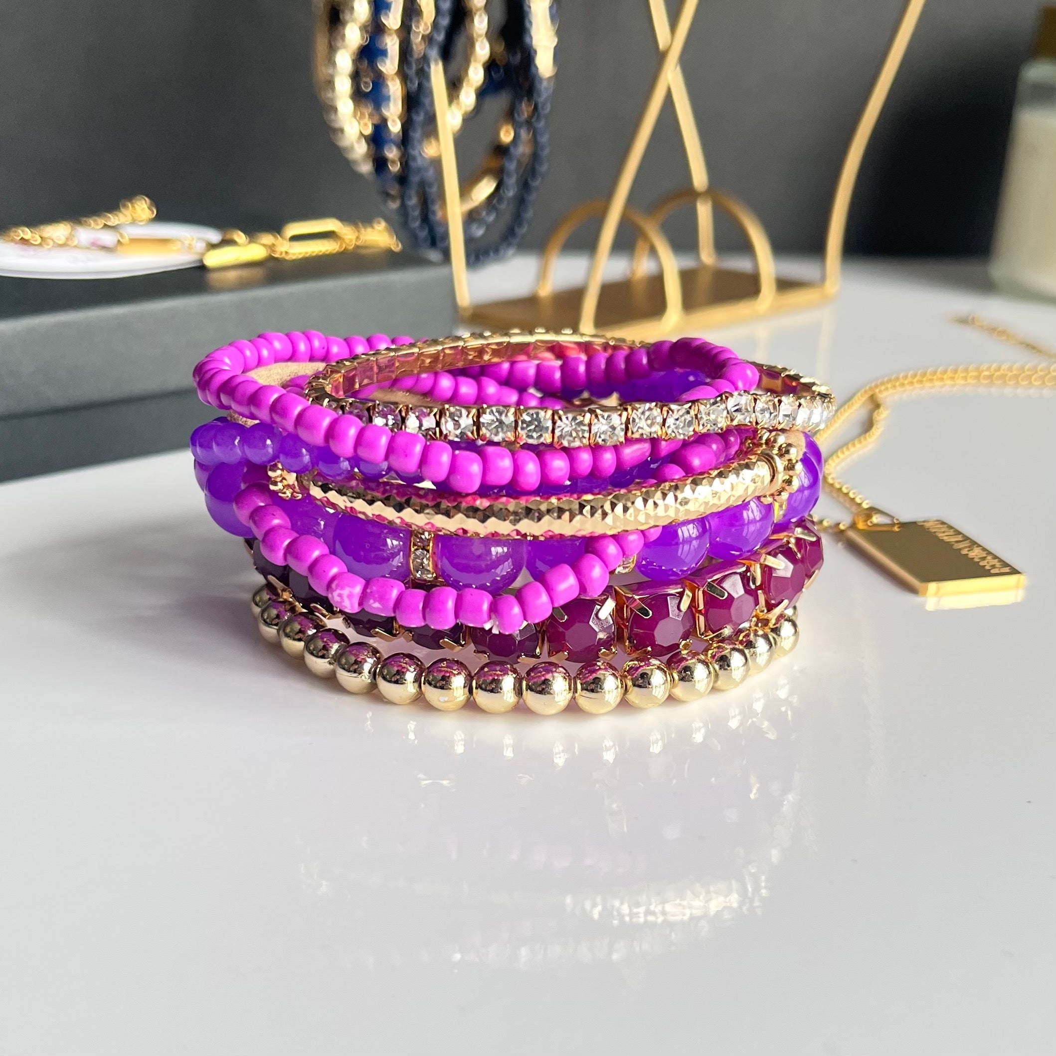Purple Bracelet Stack