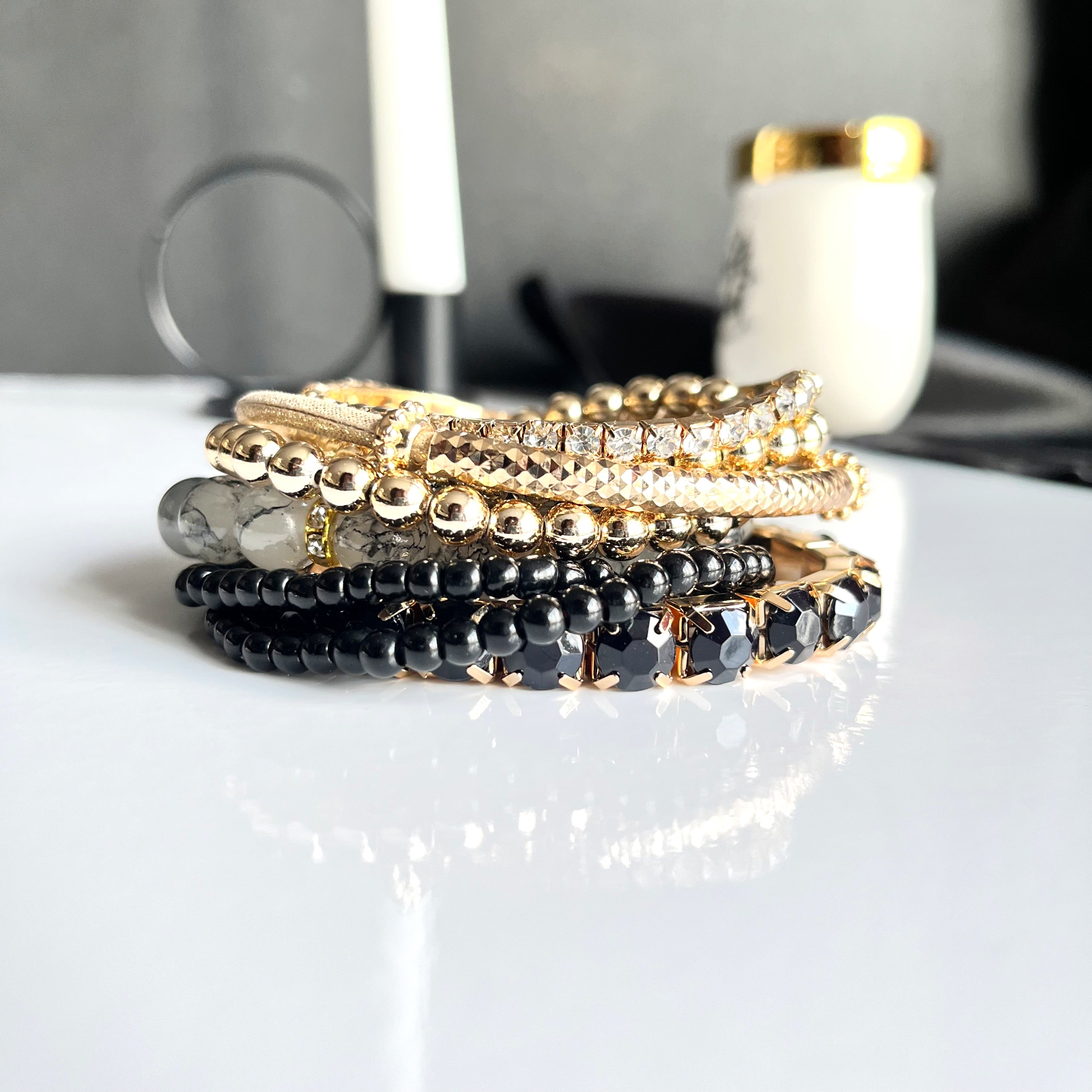 Black Bracelet Stack