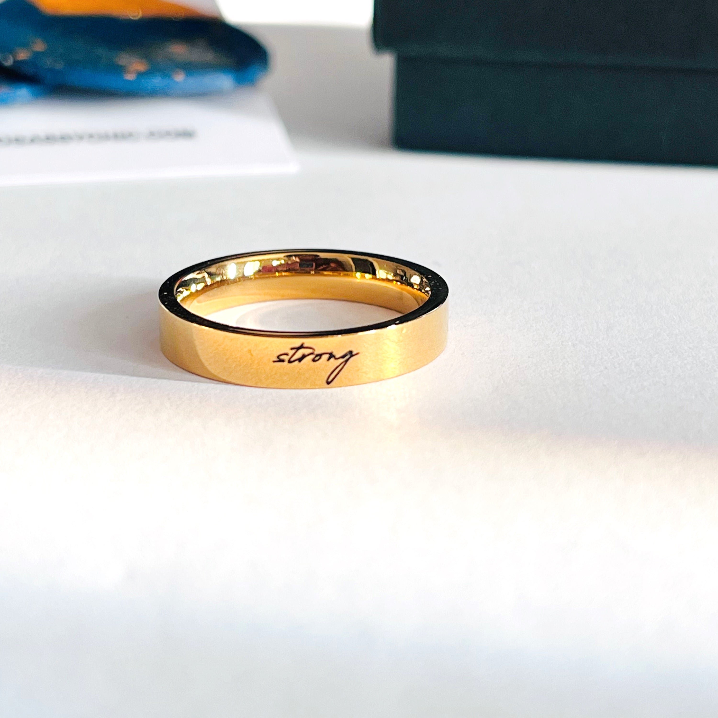 "Strong"  Cursive Ring